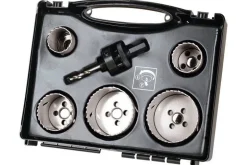 Zestaw otwornic 35, 40, 51, 65, 68 mm Wolfcraft - instalacje elektryczne i sanitarne